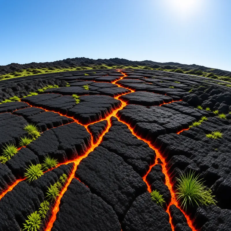 Lava Flow in Basalt Columns