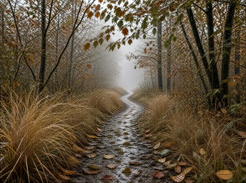Misty Autumn Forest Path