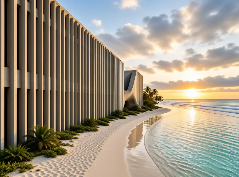 Modern Beach Hotel at Sunset