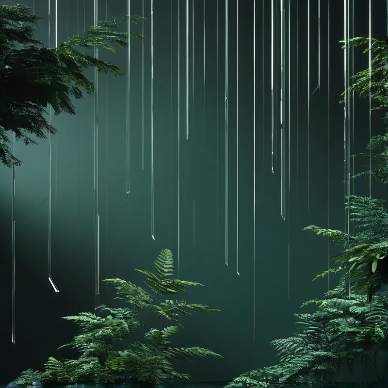 Abstract Green Rain Scene
