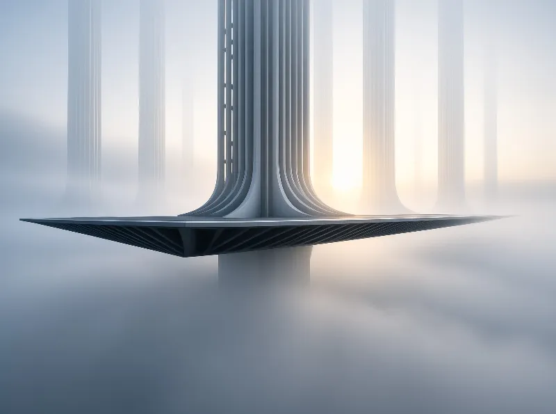Futuristic Tower in Fog