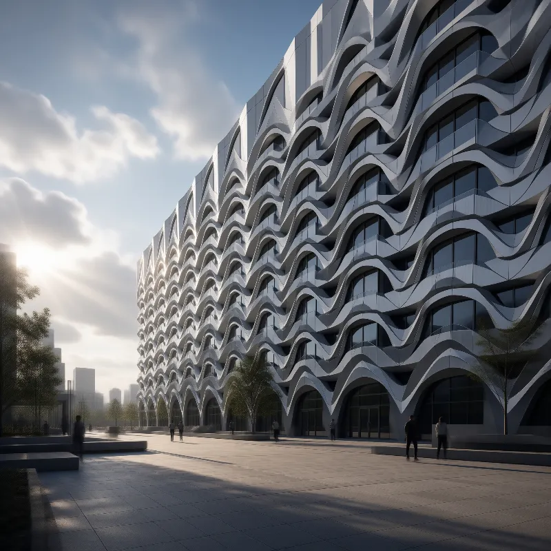 Modern Wavy Building Facade