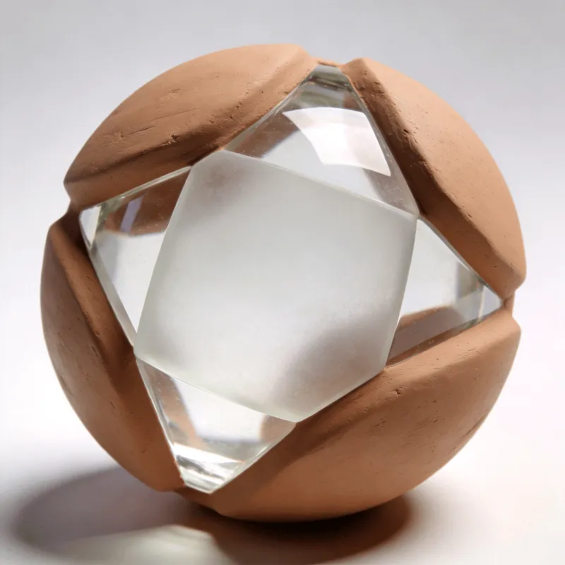 Frosted Glass, Clay Geometric Sphere