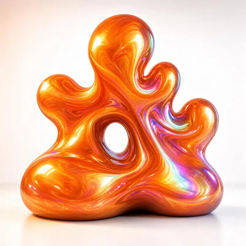 Abstract Orange Fluid Sculpture