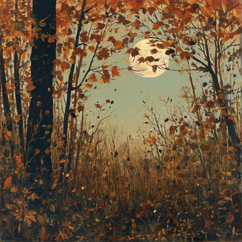 Moonlit Autumn Woods