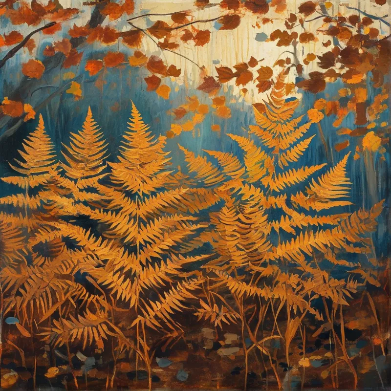 Golden Ferns in Autumn Light