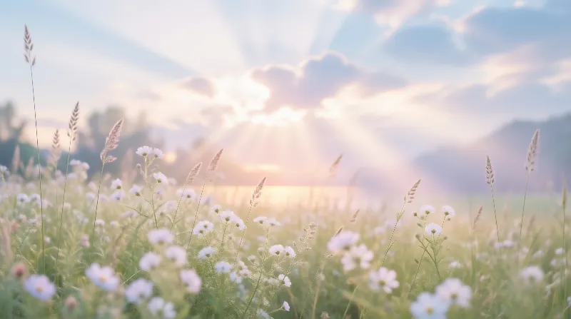 Daisy Meadow at Sunrise