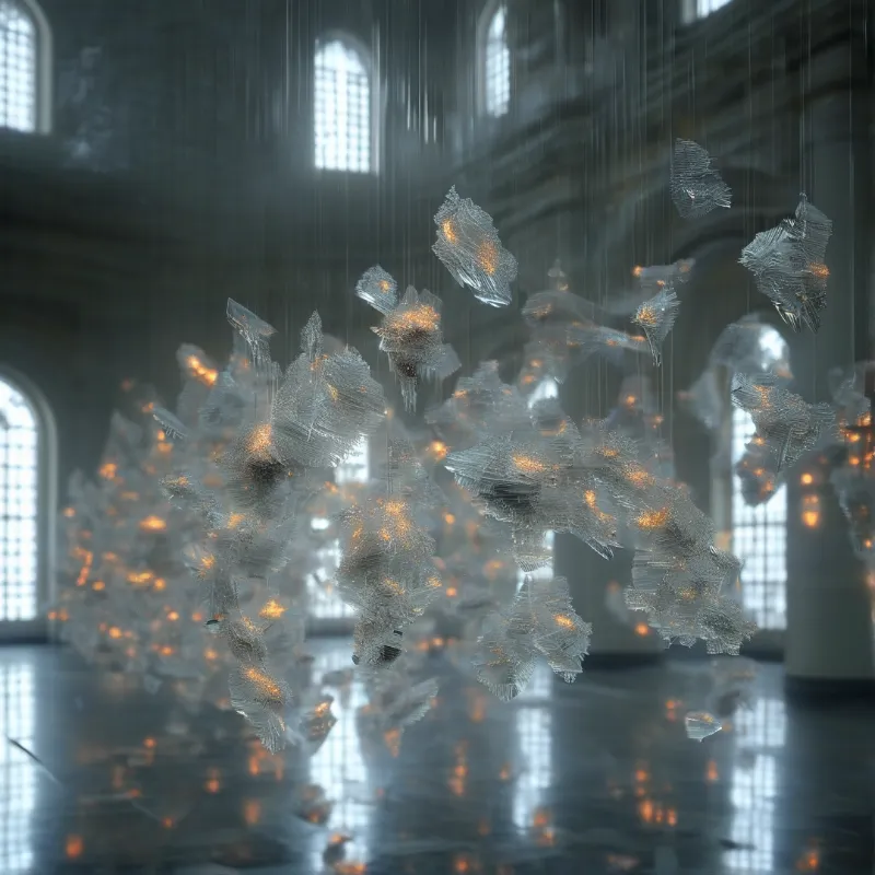 Suspended Glowing Crystals
