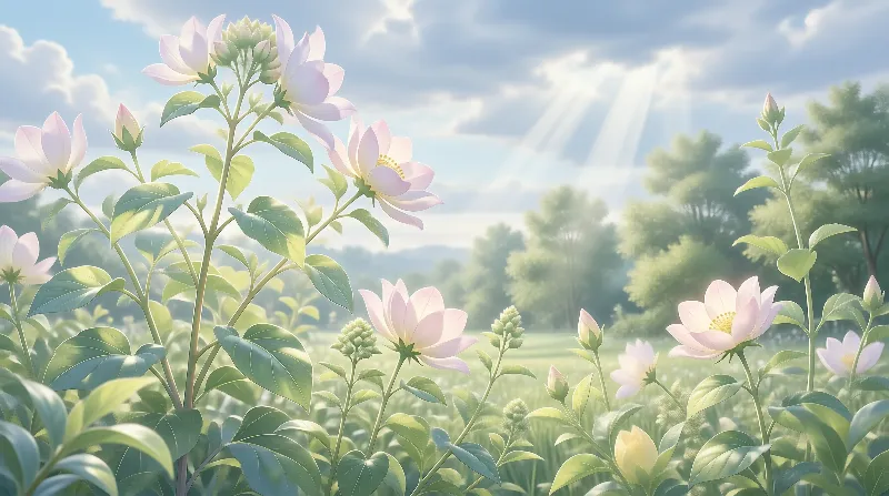 Sunlit Pastel Flower Garden