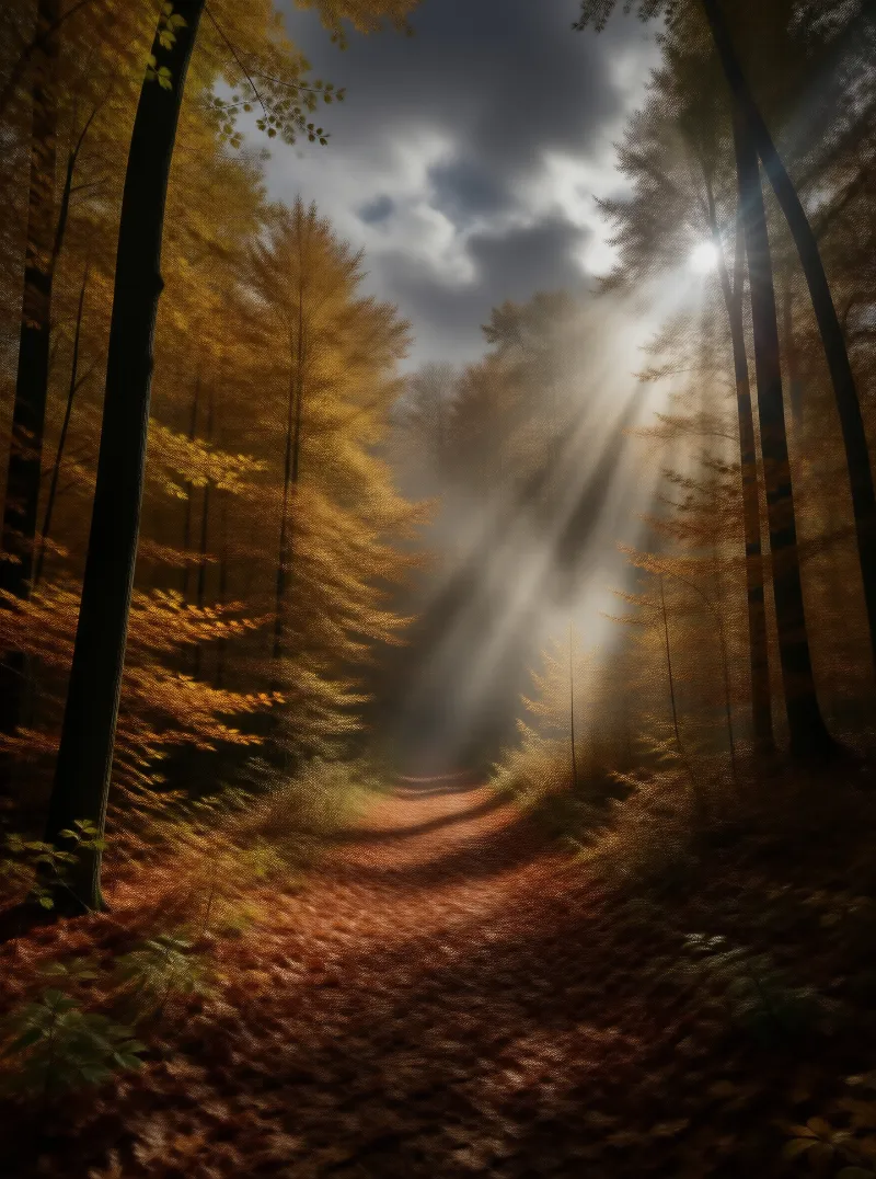 Sunlit Autumn Forest Path