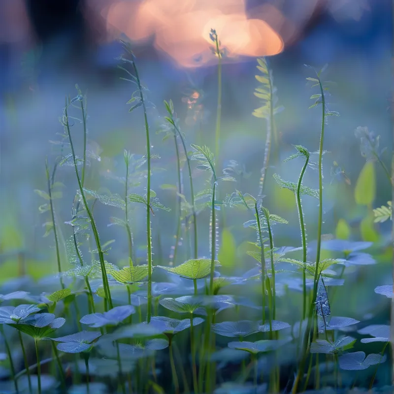 Dewy Stems in Soft Light