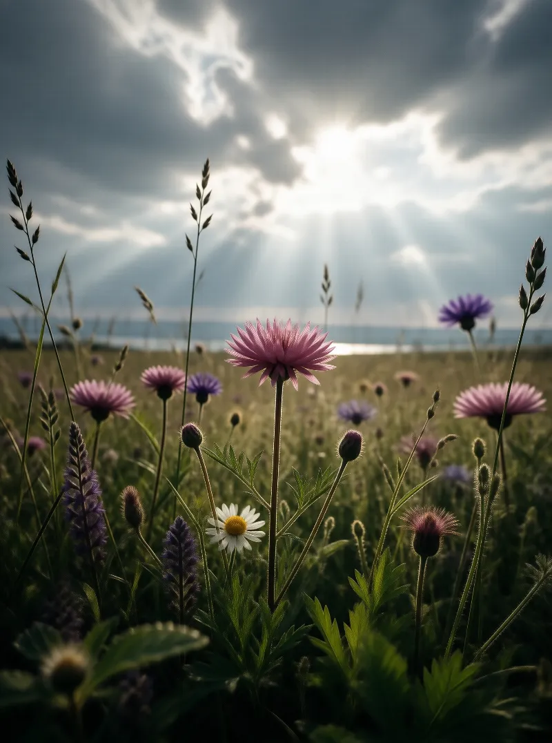 Wildflowers Under Sunbeams