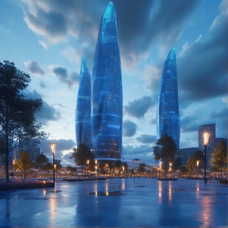 Futuristic Blue Skyscrapers