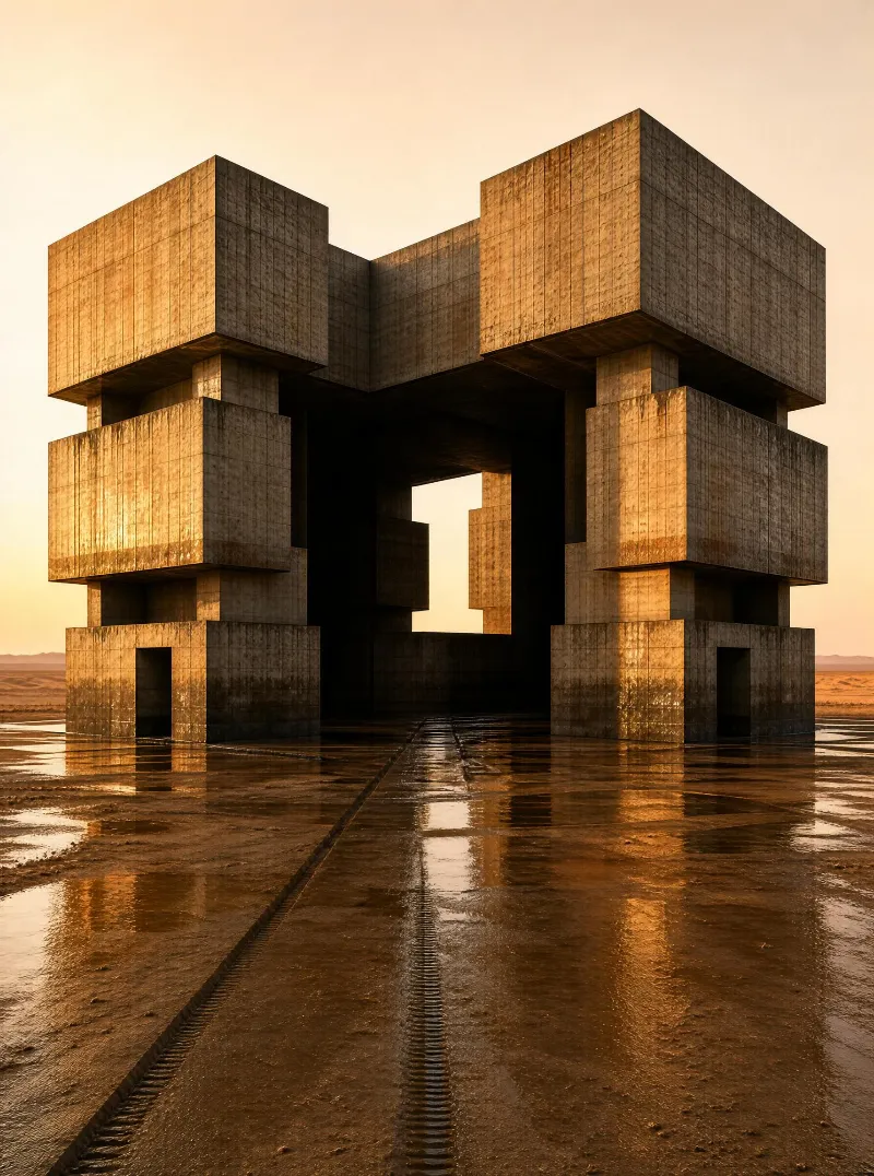 Modern Concrete Structure in Desert