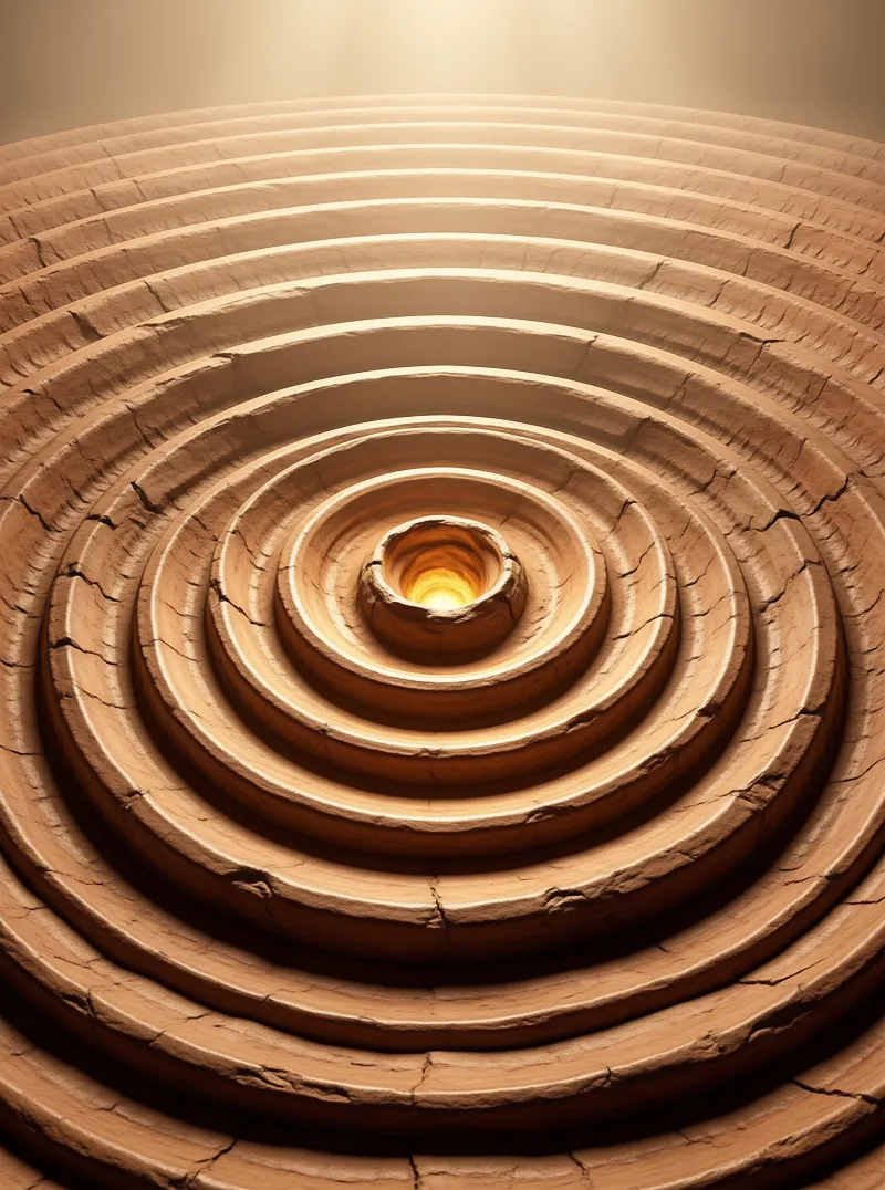 Cracked Terracotta Spiral Well