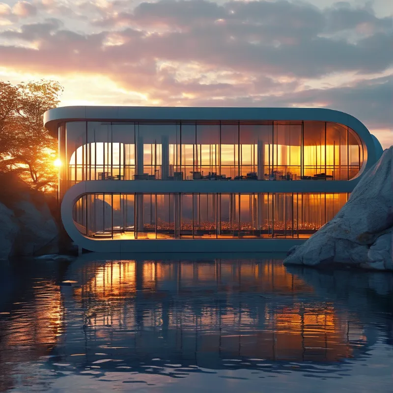 Futuristic Lakeside Pavilion