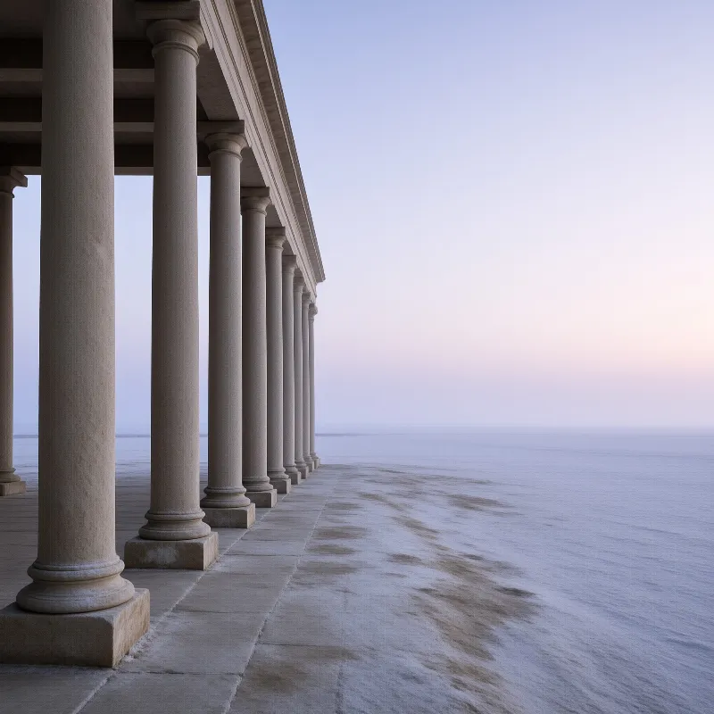 Serene Waterfront Colonnade