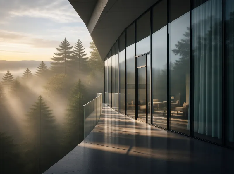 Terrace View of Misty Forest