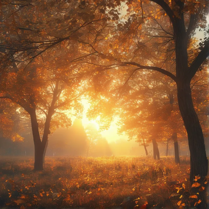 Golden Autumn Forest Sunrise