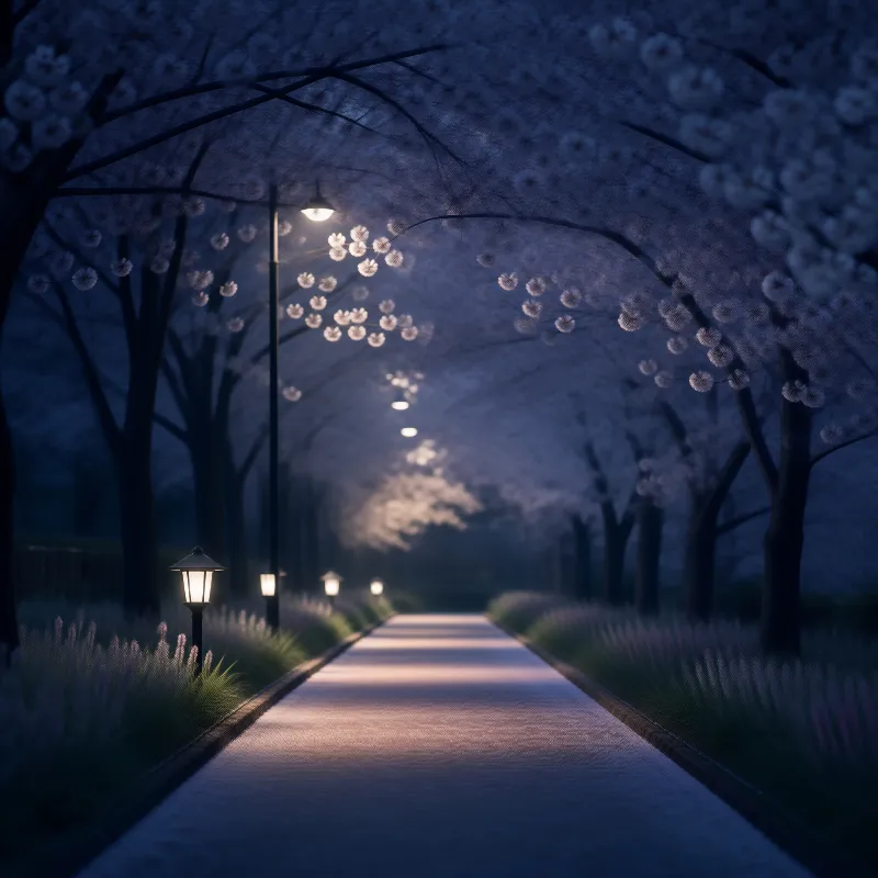 Illuminated Pathway at Night