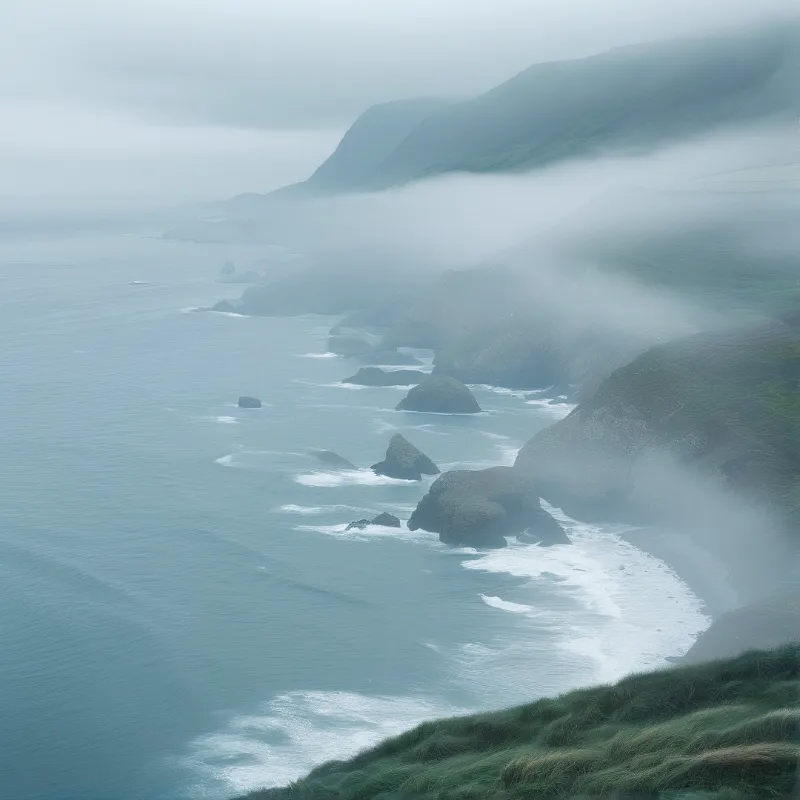Misty Coastal Cliffs