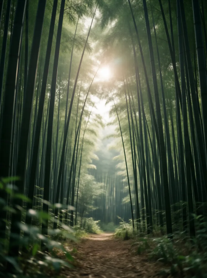 Sunlit Bamboo Forest Path