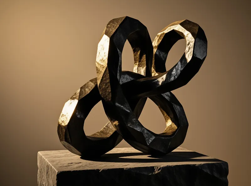 Abstract Golden Knot Sculpture