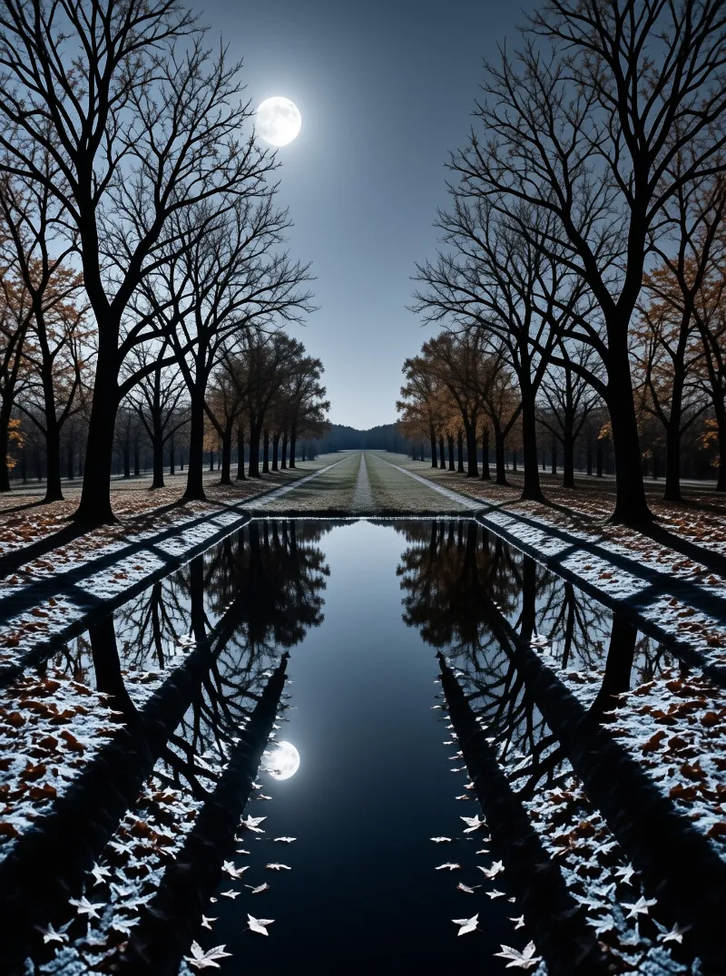 Moonlit Path in Autumn