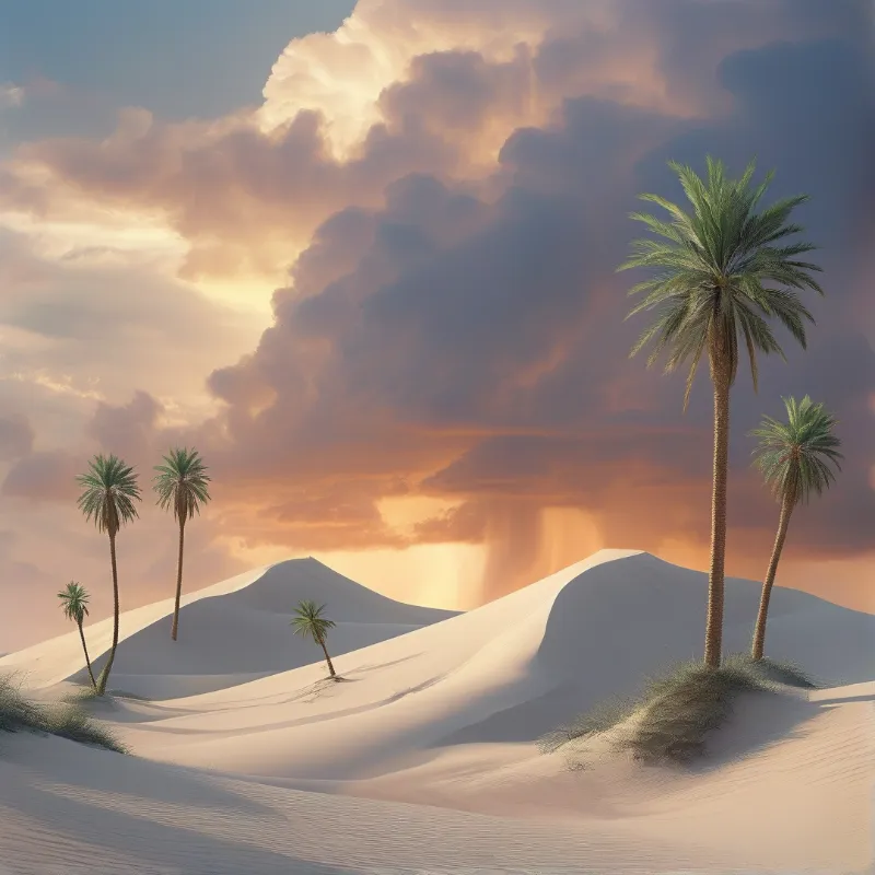 Desert Sunset with Palms