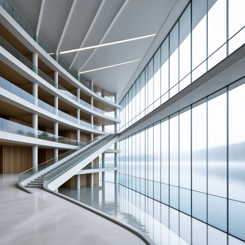 Modern Interior with Glass Wall