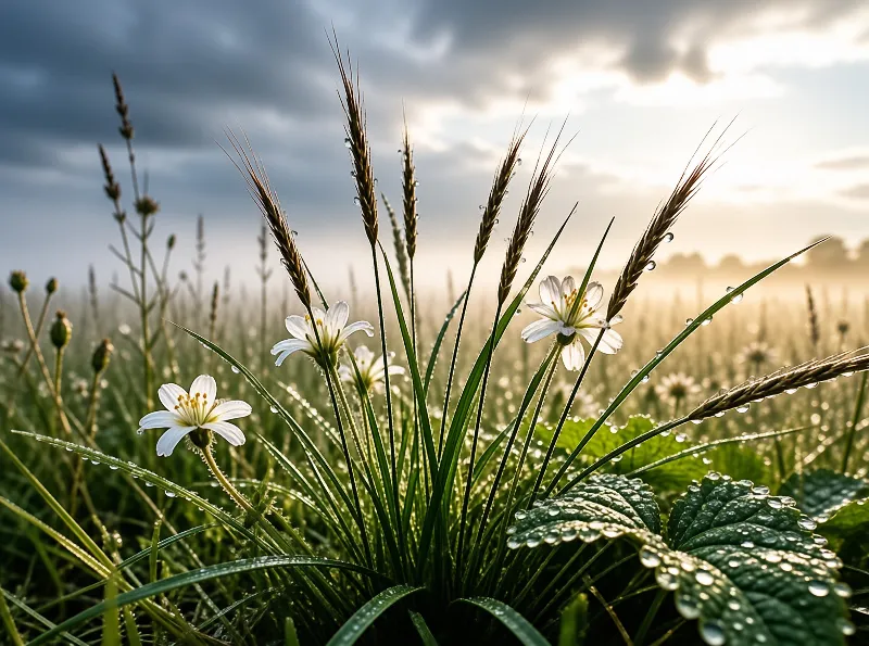 Dewy Grass at Sunrise