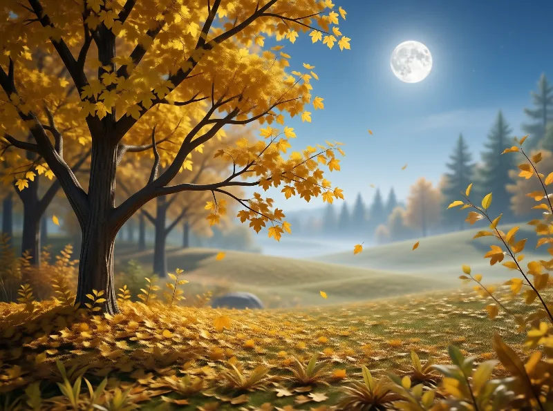 Golden Autumn Moonlight