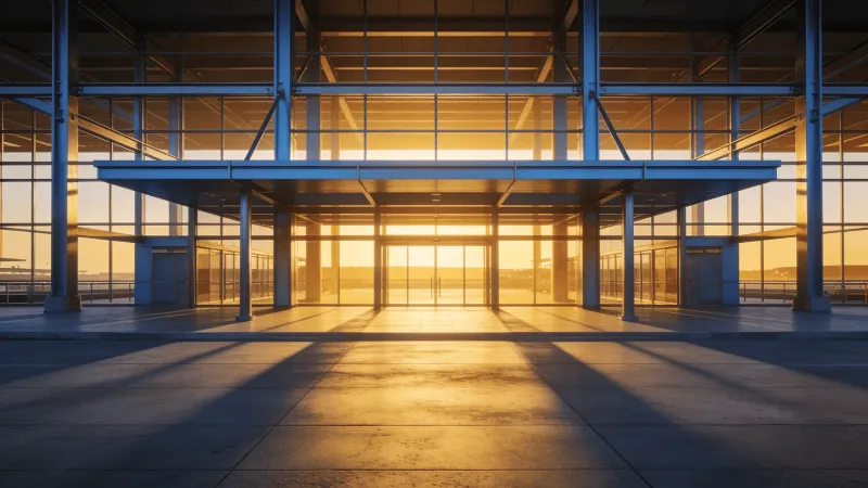 Terminal with Steel Frame — Golden Sunset