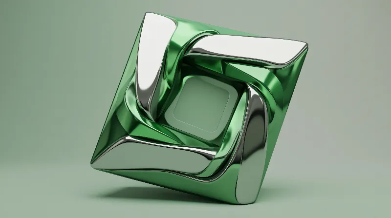 Twisted Green Metallic Cube