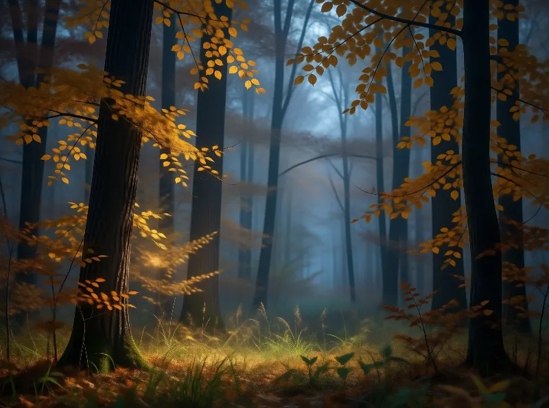Misty Autumn Forest