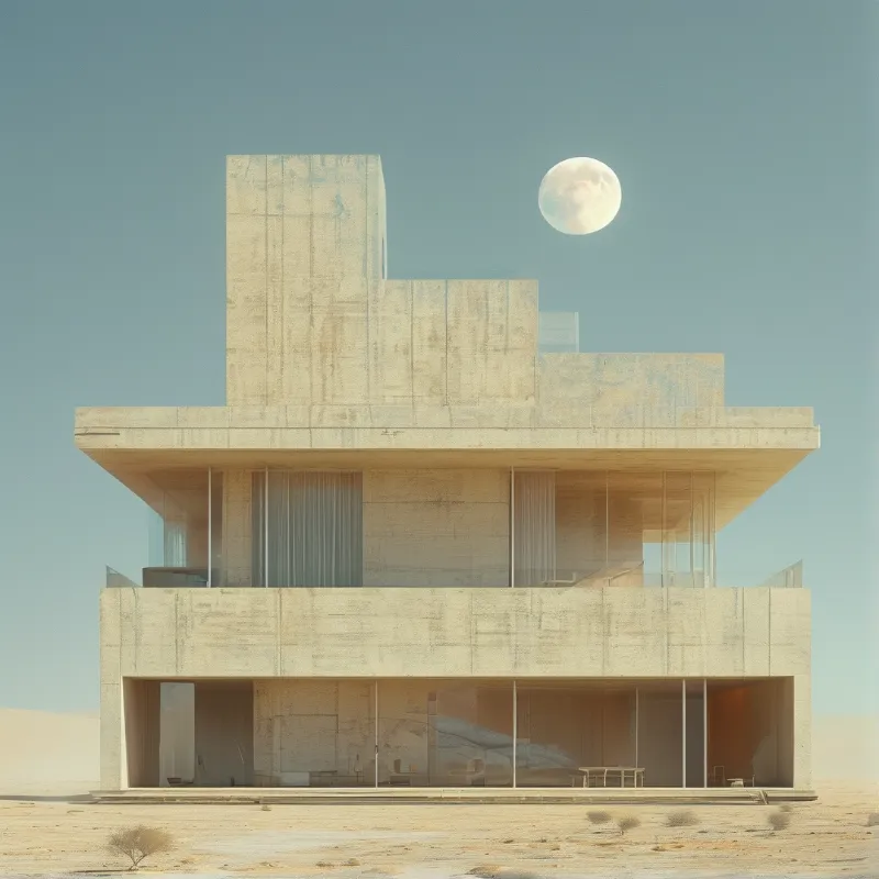 Brutalist Concrete Villa in Desert