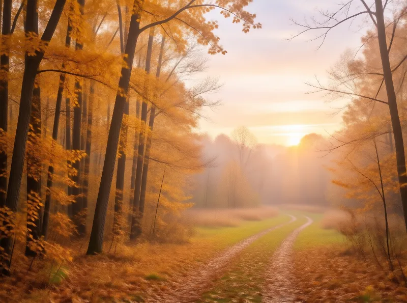 Golden Autumn Forest Path
