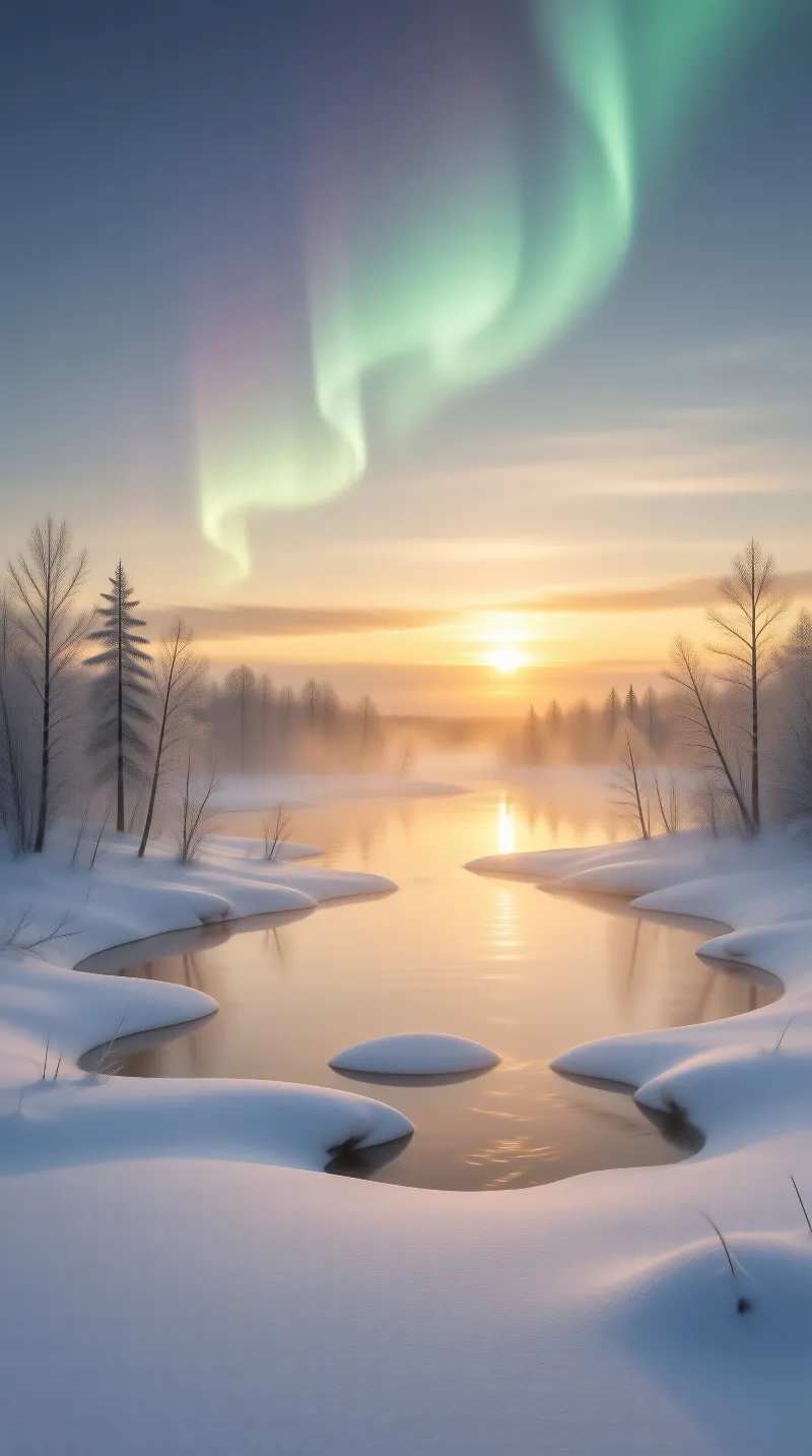 Winter Aurora Sunrise