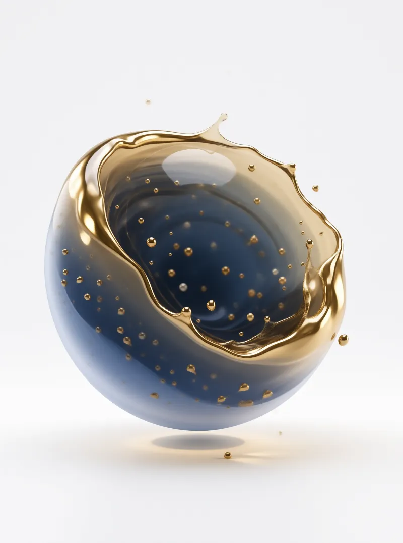 Golden Splash Glass Sphere