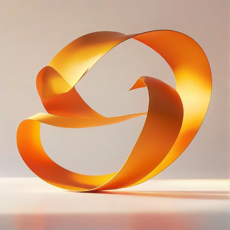 Abstract Orange Ribbon Sculpture
