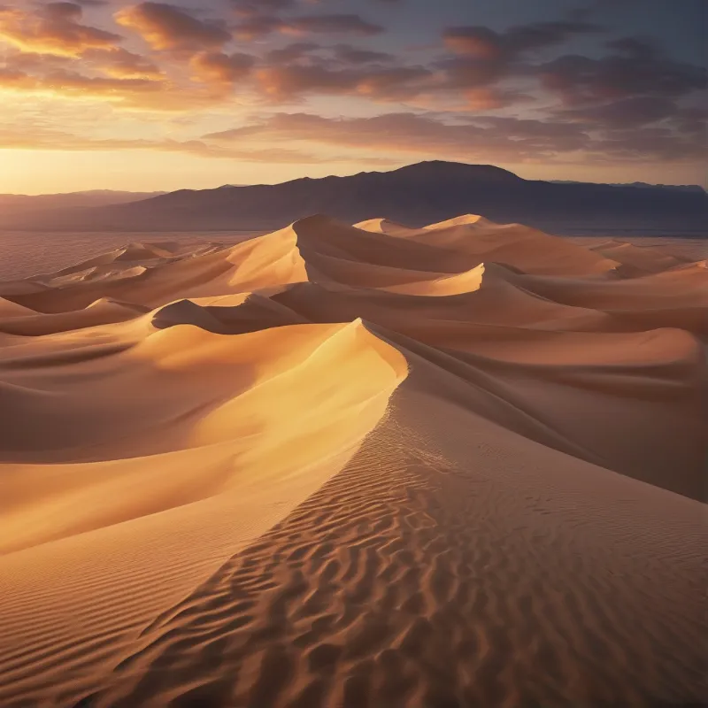 Sunset Over Desert Dunes