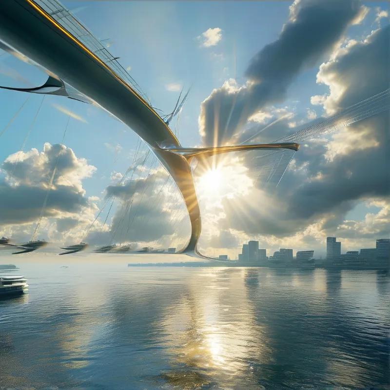 Futuristic Bridge Over Water