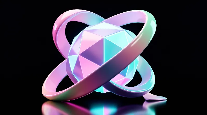 Abstract Gem and Ribbon 3D