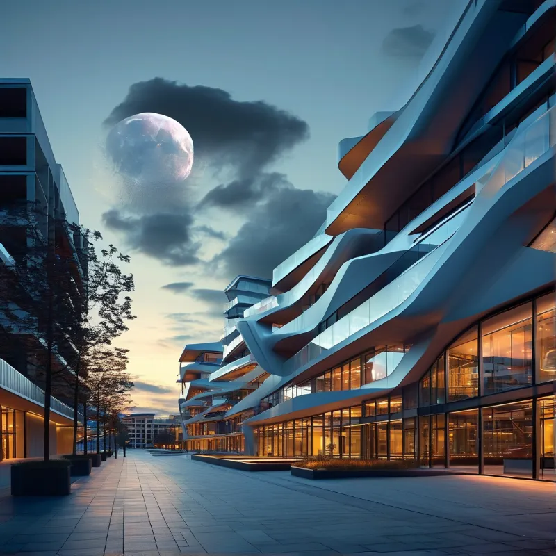 Futuristic Building at Dusk