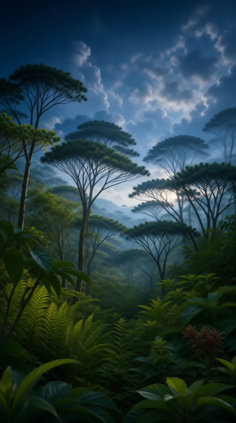 Misty Pine Forest Landscape