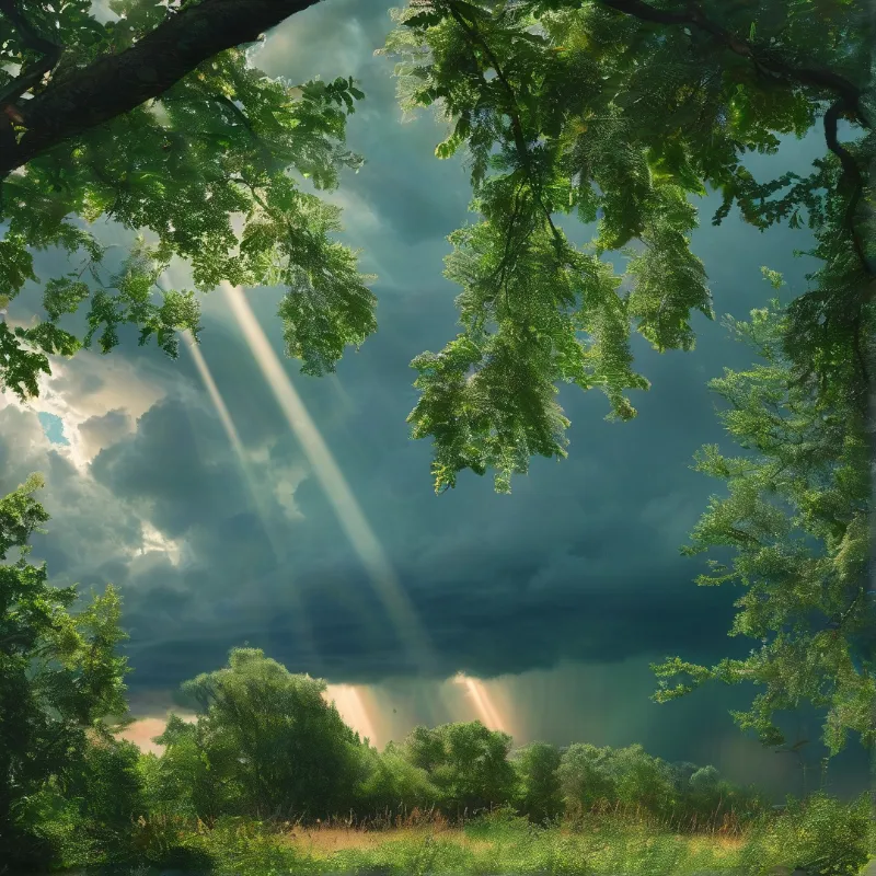God Rays Through Forest Canopy