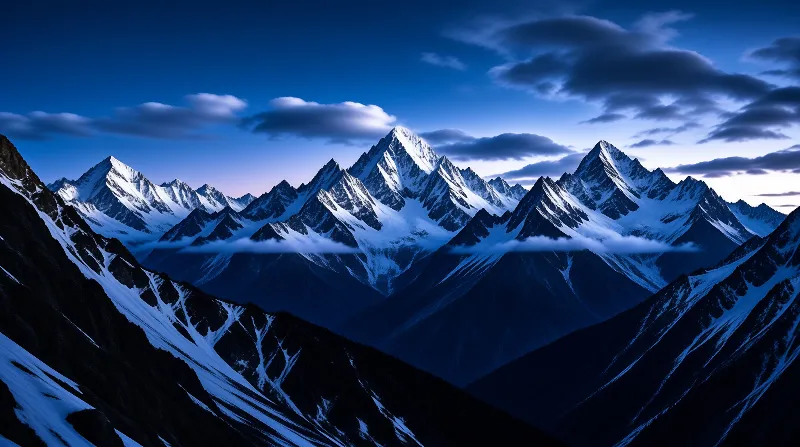 Snowy Peaks at Dusk