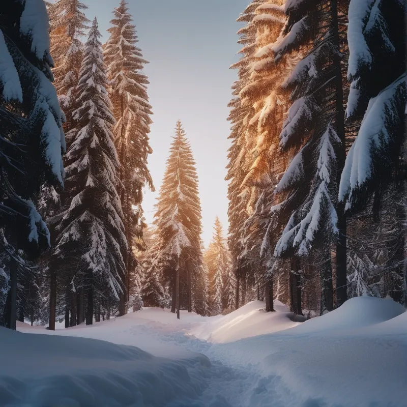 Sunlit Winter Forest
