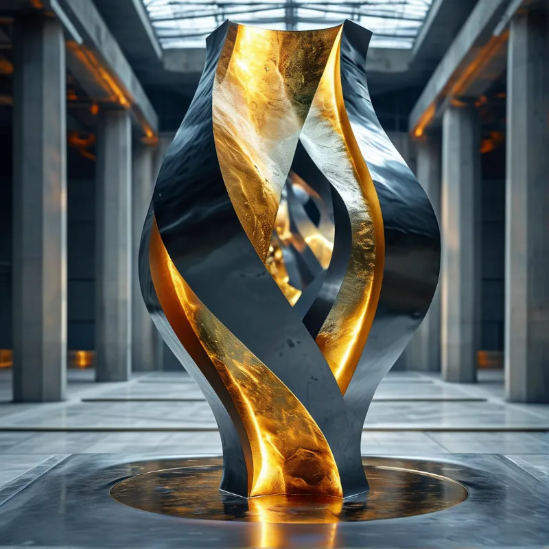Abstract Gold and Silver Sculpture