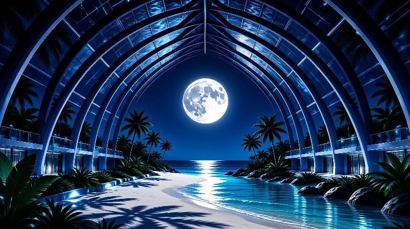 Moonlit Glass Pavilion
